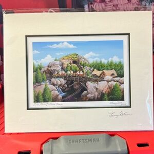 Signed Disney Larry Dotson Seven Dwarves Mine Train Print & Mat New